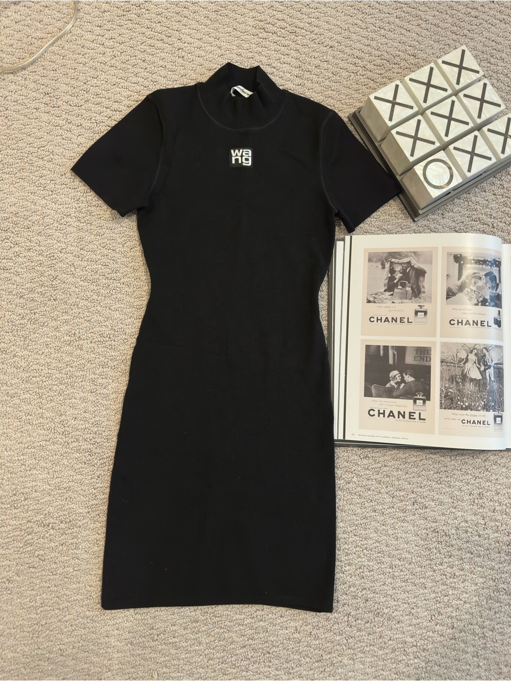 Alexander Wang Black Mock Neck Short-Sleeve Bodycon Mini Dress